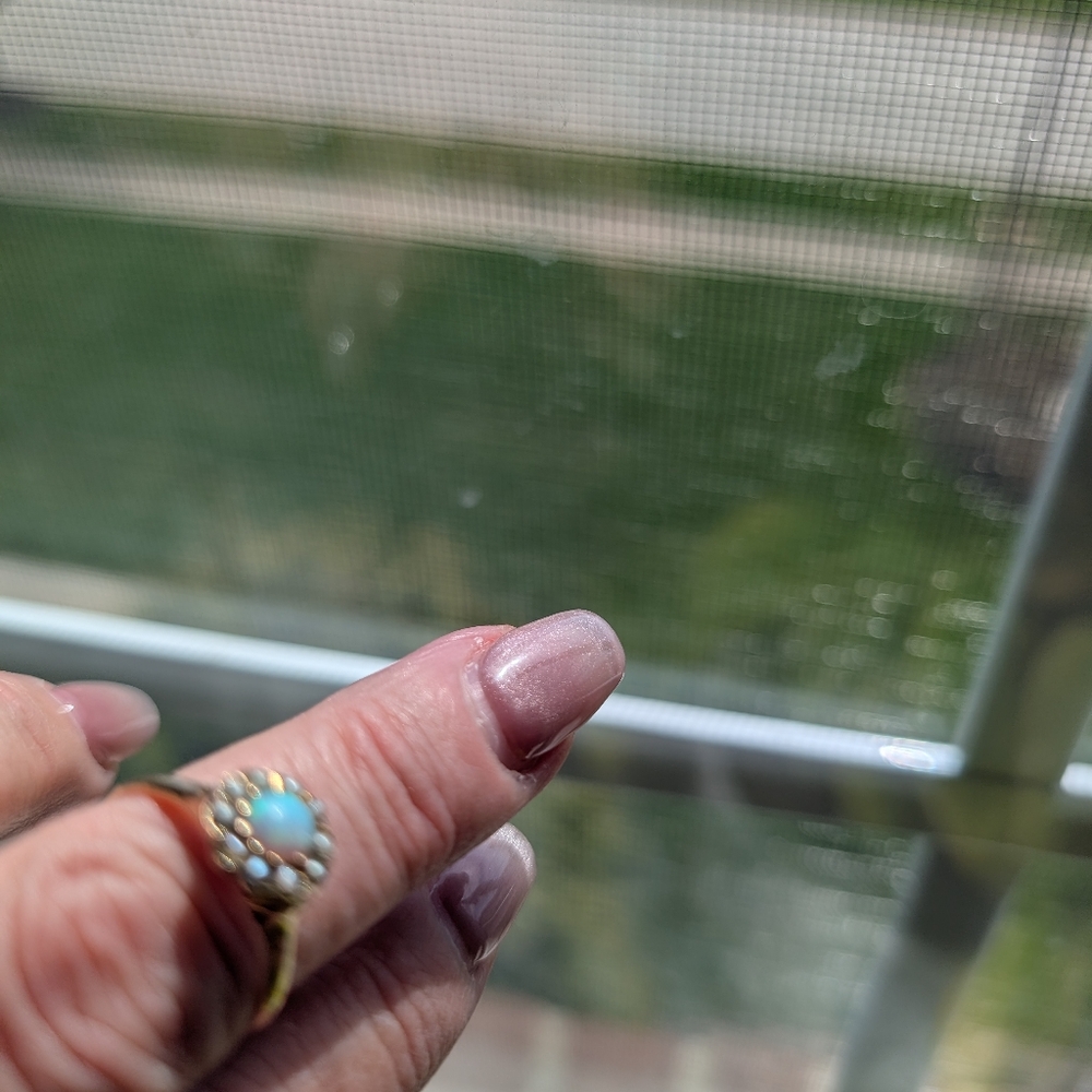 Antique Victorian Opal & Pearl 10k Ring - Picture 7 of 9